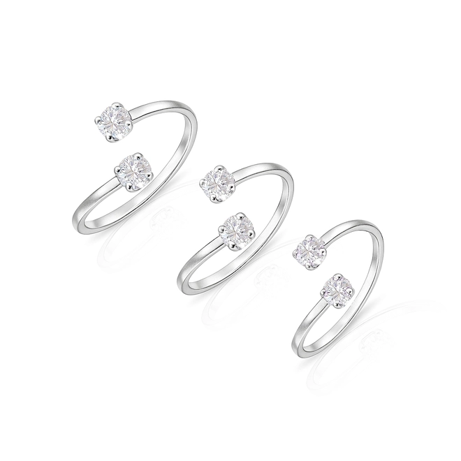 Kit De Anéis Ponto Luz Com Zircônias Cristal