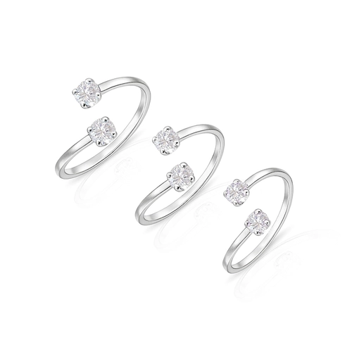 Kit De Anéis Ponto Luz Com Zircônias Cristal