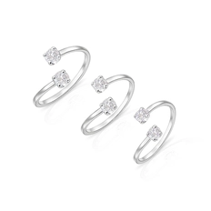 Kit De Anéis Ponto Luz Com Zircônias Cristal