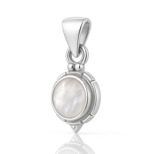 Pingente de Prata 925 com Pedra da Lua Natural Redonda