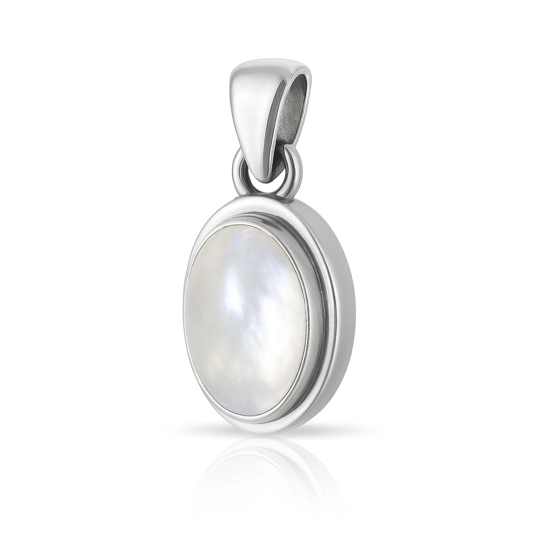 Pingente de Prata 925 Oval com Pedra da Lua Natural