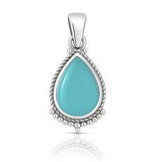 Pingente de Prata 925 com Calcedônia Natural Gota