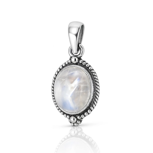 Pingente de Prata 925 com Pedra da Lua Natural Oval