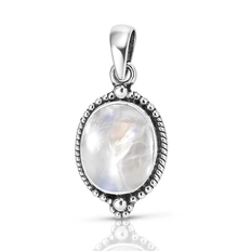 Pingente de Prata 925 com Pedra da Lua Natural Oval