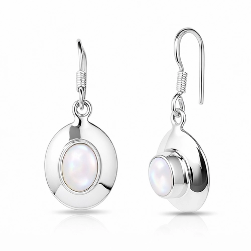 Brinco Gancho Espelhado com Pérola Natural Oval