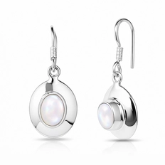 Brinco Gancho Espelhado com Pérola Natural Oval