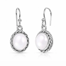 Brinco Gancho com Pérola Natural Oval