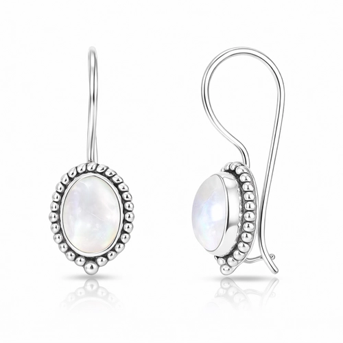Brinco Gancho Trabalhado com Pérola Natural Oval