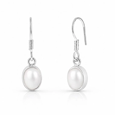 Brinco Gancho Espelhado com Pérola Natural Oval