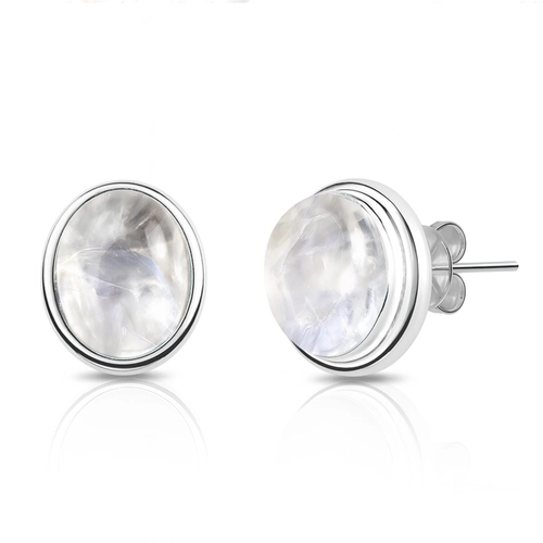 Brinco Top Oval com Pedra da Lua Natural