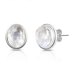 Brinco Top Oval com Pedra da Lua Natural
