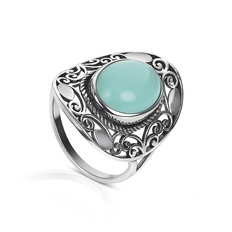 Anel com Calcedônia Natural Oval