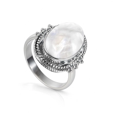 Anel de Prata 925 com Pedra da Lua Natural Oval