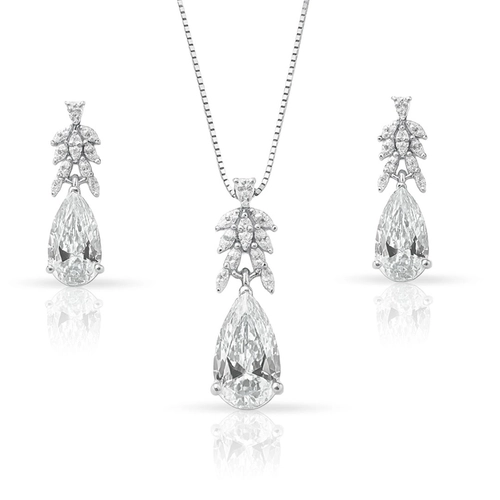 Gargantilha Blend Collection com Brincos Zircônia Gota Cravejada