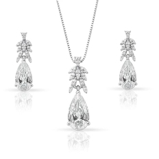 Gargantilha Blend Collection com Brincos Zircônia Gota Cravejada