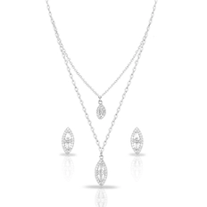 Gargantilha Blend Collection Dupla Com Brincos Navete de Zircônias Cristal