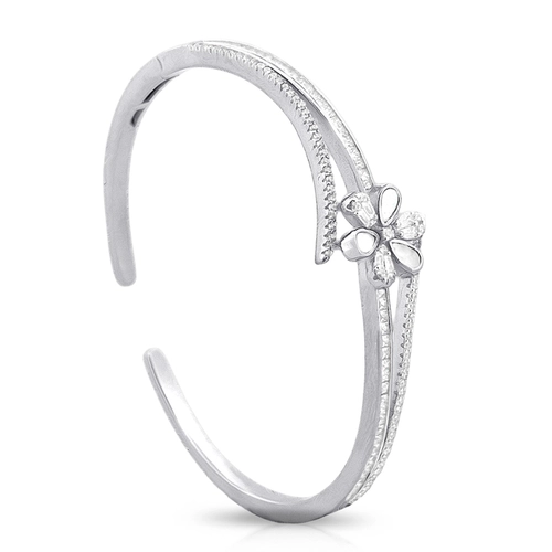 Bracelete de Prata Blend Collection Flor com Madrepérolas e Zircônias