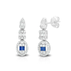 Brinco de Prata Balanço Blend Collection Com Zircônias Safira e Cristal