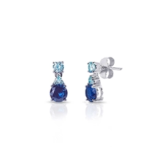 Brinco de Prata Delicado Blend Collection Zircônias Topázio e Safira
