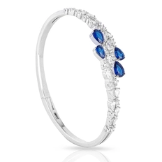 Bracelete de Prata Blend Collection Articulado com Gotas em Zircônias Safira e Cristal