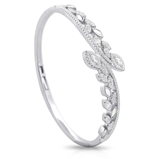 Bracelete de Prata Blend Collection Folhas com Madrepérolas e Zircônias Cristal