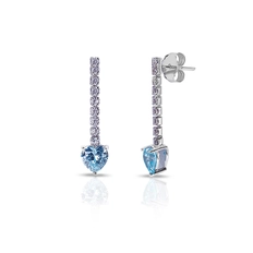 Brinco Blend Collection com Zircônias Cristal e Coração em Zircônia Topázio