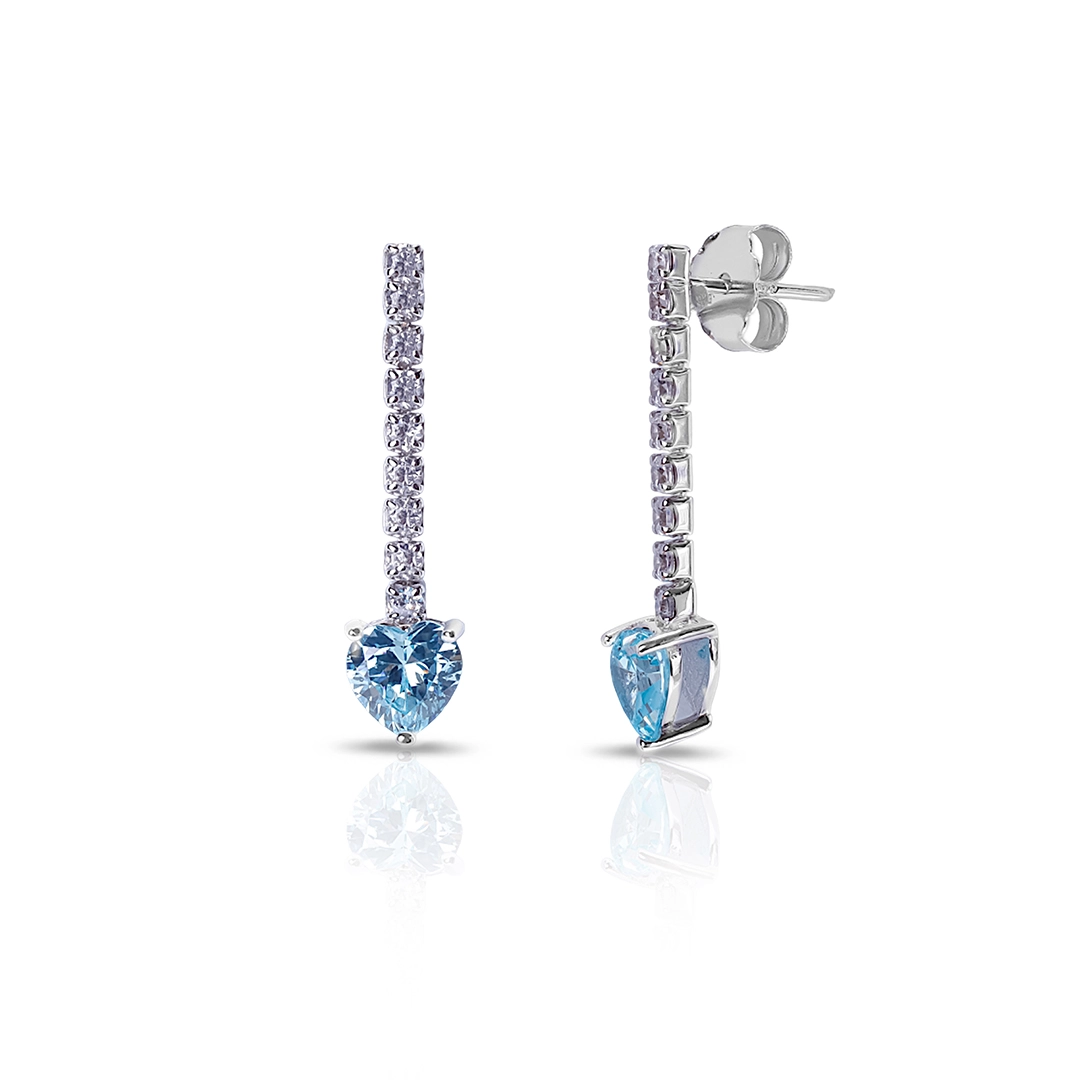 Brinco Blend Collection com Zircônias Cristal e Coração em Zircônia Topázio