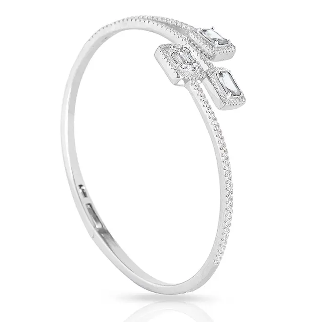 Bracelete de Prata Blend Collection Articulado com Zircônias Retangulares