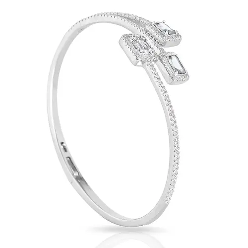 Bracelete de Prata Blend Collection Articulado com Zircônias Retangulares