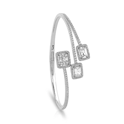 Bracelete de Prata Blend Collection Articulado com Zircônias Retangulares