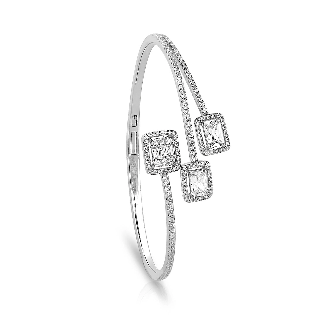 Bracelete de Prata Blend Collection Articulado com Zircônias Retangulares