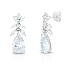 Brinco de Prata Blend Collection Folhas com Zircônias Cristal