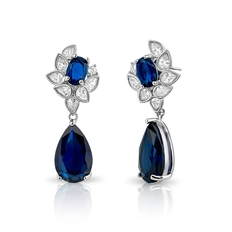 Brinco Balanço Gota com Zircônias Safira - Blend Collection