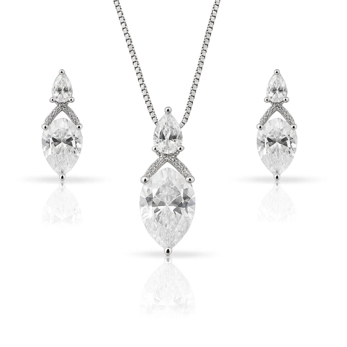 Gargantilha Blend Collection com Brincos Zircônia Gota Invertida
