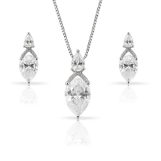 Gargantilha Blend Collection com Brincos Zircônia Gota Invertida