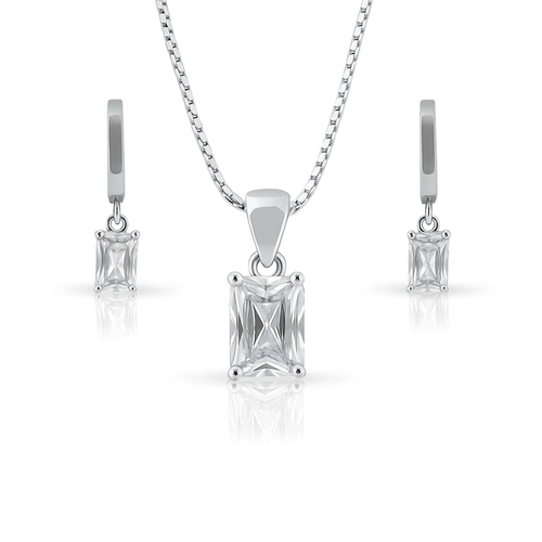 Gargantilha Blend Collection com Brincos Meia Argola Zircônia Quadrada