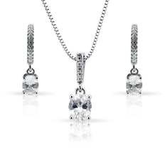 Colar com Pingente e Brincos Blend Collection de Zircônias Cristal