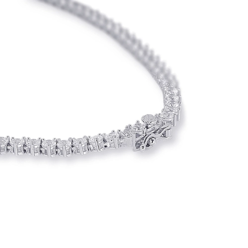 Colar de Prata Blend Collection Trabalhado com Zircônias Cristal