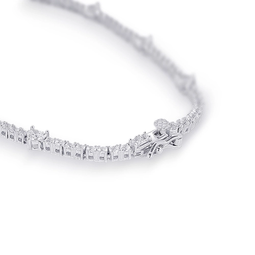 Colar de Prata Blend Collection com Corações em Zircônias Cristal
