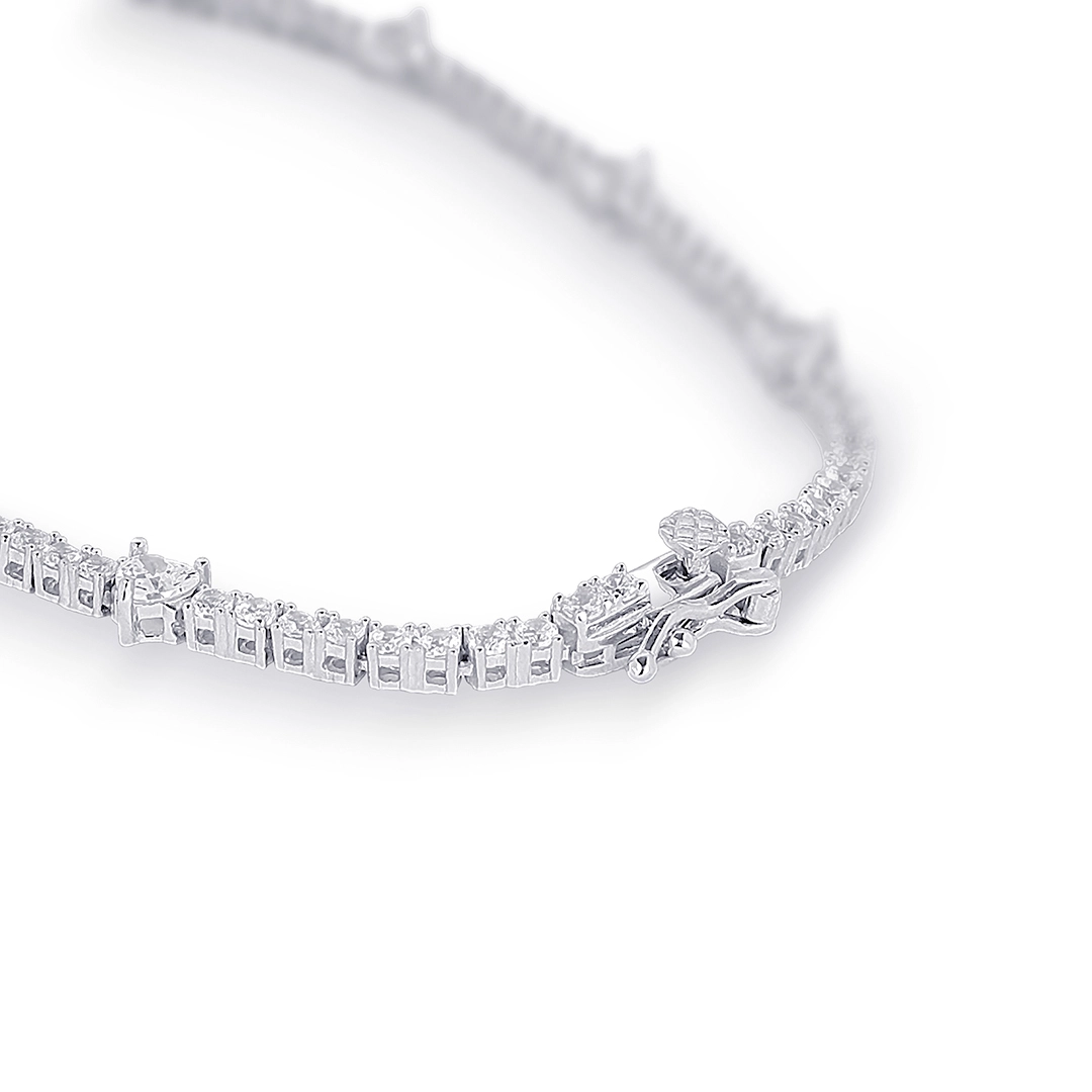 Colar de Prata Blend Collection com Corações em Zircônias Cristal