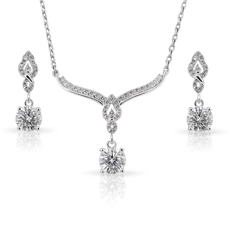 Gargantilha Blend Collection Trabalhado com Brincos de Zircônias Cristal