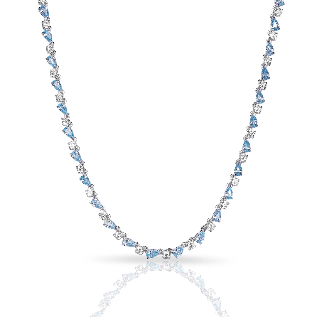 Colar Blend Collection com Zircônias Cristal e Gotas em Zircônia Topázio