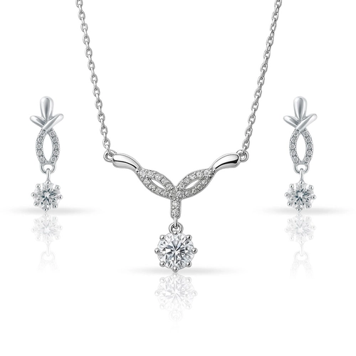 Gargantilha Blend Collection Trabalhado com Brincos e Zircônias Cristal
