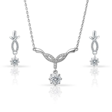 Gargantilha Blend Collection Trabalhado com Brincos e Zircônias Cristal