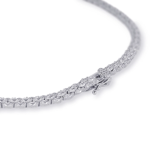 Colar de Prata Blend Collection Trabalhado com Zircônias Navete e Gota