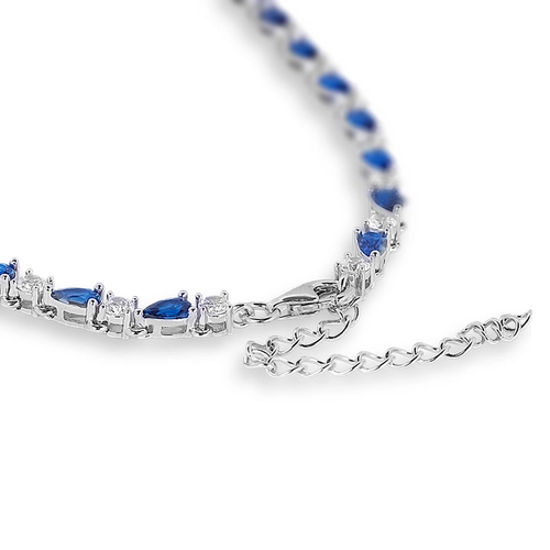 Colar Blend Collection com Zircônias Cristal e Gotas em Zircônia Safira
