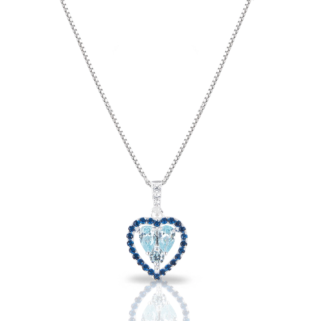 Gargantilha Blend Collection Coração com Zircônia Topázio e Safira