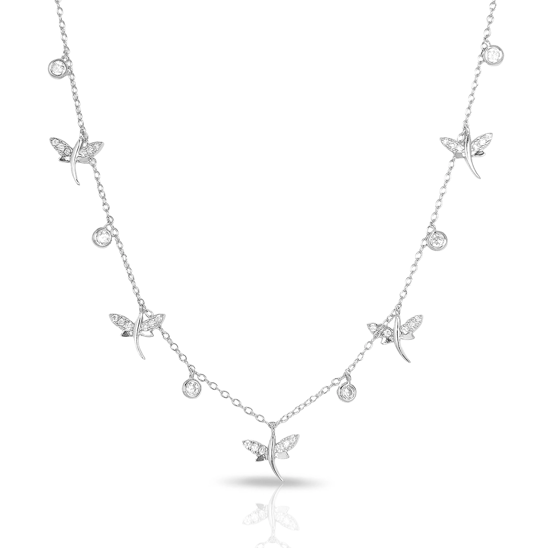 Gargantilha Blend Collection com Libélulas de Zircônias Cristal