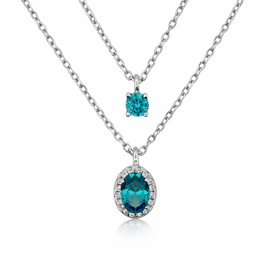Gargantilha Blend Collection Dupla com Zircônias Cristal e Topázio