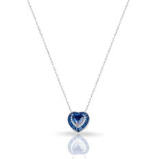 Gargantilha Blend Collection com Coração de Zircônias Cristal e Safira